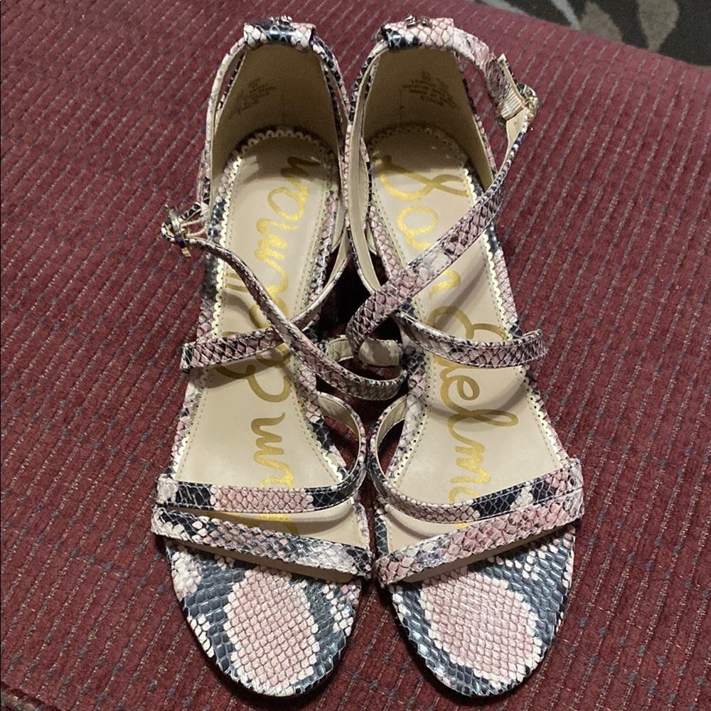 Sam Edelman Pink and Black Snakeskin Heels
